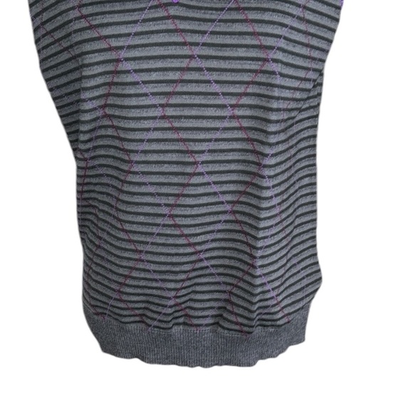 ETRO Milano Gray & Purple Striped Argyle Sleeveless V-Neck Wool Knit Vest - L - Picture 3 of 11